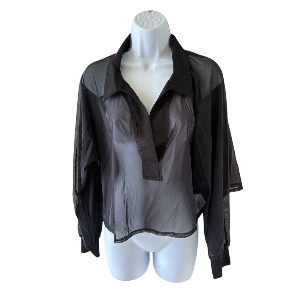 NWT Lanston mesh cropped Long sleeve Transparent size Large
